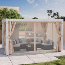 COSIEST 10'×13' Louvered Aluminum Pergola with Adjustable Roof & Curtains White