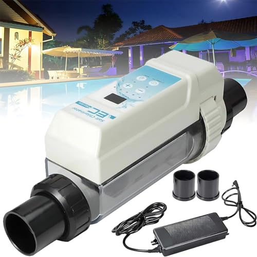8/12/16/20g/H Pool Chlorine Generator Chlorinator, Auto Cleaning Salt Water Pool Chlorine Generator System,Complete Functions Simple Ope-Ration, for Spa Swimming Pool EC8(8g/H≤35m³)