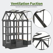 MCombo Wooden Greenhouse with Roof Vent & Lockable Doors, 0851 (Dark Grey)