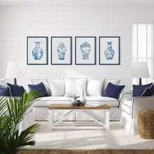 Napa Home & Garden Ornamental Urns in Blue Study Framed Wall Art Set of 4 Ornamental URNS