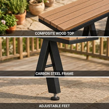 MISXEOE Outdoor Bar Table 47"-79", Wood Patio Bar Height Table High Counter Tables Rain/Sun Protection for Poolside Garden Balcony Restaurant Cafe, Indoor or Outdoor Use(Black 1,78.7"x15.7"x41.3")