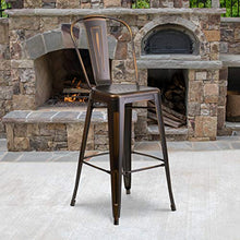 EMMA + OLIVER 4 Pack 30" High Distressed Copper Metal Indoor-Outdoor Barstool with Back