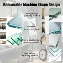 forplubossmmp Portable Glass Edger Machine, 800w Electric Power, 8000 RPM Speed, Diamond Glass Corner Grinding Edging Machine, Handles Plane, Curve Edges at 1-3 M/Min, Compact 14-Lb Build