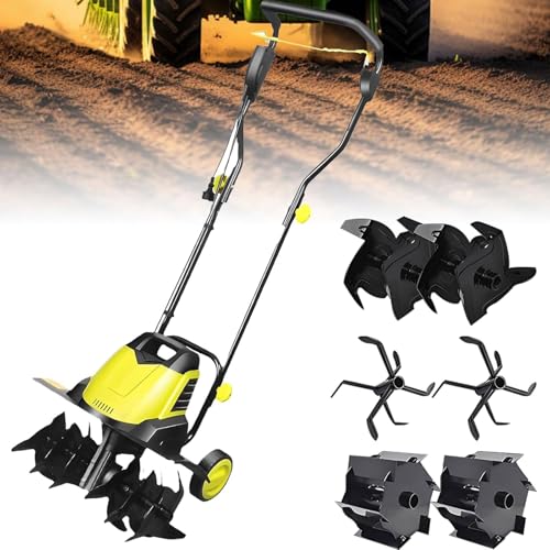 GHRERTX Electric Garden Rotavator, 2400W Tiller Cultivator with 6 Blades, 45cm Plowing Width & 22cm Tilling Depth, Lawn Soil Cultivator with 390RPM No Load Speed,for Agricultural