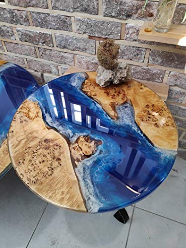 Tuzech Epoxy Table Top Fully Customised Thick Resin River Table Indoor Outdoor Coffee Table Top (36 Inches)
