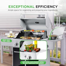 Heavy-Duty 5-Burner Propane Gas Grill - Stainless Steel Grill, 4 Main Burner with 1 side burner, 52,000 BTU Grilling Capacity, Electronic Ignition System, Built-in Thermometer - NutriChef NCGRIL2
