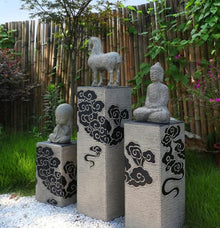IBCNPABT Chinese Auspicious Cloud Pedestal Stand, Solid Artificial Stone Decorative Display Pillar, Stone‑Textured Plant Stand for Indoor Outdoor Garden Patio Porch Decoration(X-Large)