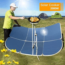 Brennstofffreier Solarkocher, 1800 W Konzentrierender Solarkocher Solarkocher Sonnenofen Outdoor-Ofen 1,5 M Durchmesser Parabolischer Brennpunkt Temperatur: 700–1000 ° C Für Outdoor-Wander-Picknick