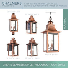 Quoizel Chalmers Outdoor Wall Lantern, 19 Inch 2-Light Aged Copper Vintage Wall Sconce, French Country Wall Light, Clear Glass, 60W Candelabra Bulb, Outside Lights for Patio, Porch, Garage or Yard