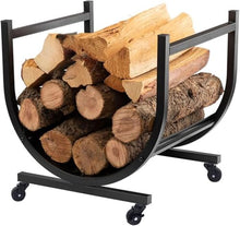WXPWAMZ Firewood Log Holder,Outdoor Firewood Racks Bracket Indoor with Wheels, Small Firewood Log Store Outdoor Movable, Firewood Rack Holder Patio Yard Inside Fireplace