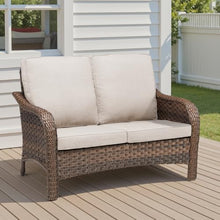 PE Wicker Outdoor Loveseat with Deep Seat Cushions for Patio Backyard Use