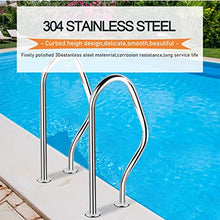 Swimming Pool Handrail Swimming Pool Handrail, Pool Handrails Railing,304 Stainless Steel, Silver, Curved Spa Hand Grab Bar, 31.5 X 18.5 Inches Pool Hand Rail,200KG Load Capacity