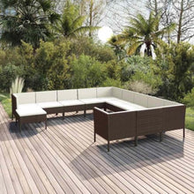 LDEWOAMEG 12 Piece Patio Lounge Set with Cushions Poly Rattan Brown