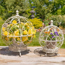 Zaer Ltd. Set of 2 Iron Globe Plant Stand- Color Options (Antique White)