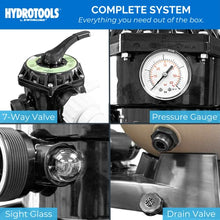 HYDROTOOLS BY SWIMLINE 71610HCK 16 Inch Sand Filter Combo With Connection Kit For Soft Sided Pools | Compatible With Intex Bestway Polygroup | 1.0 HP (0.54 THP) Pump 3720 GPH | 100 Pound Sand Capacity