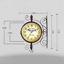 NUHSLF Garden Clocks Outdoor Waterproof, 13 Inches Classical Double-Sided Wall Clock for The Mounted Wrought Iron Metal Outside Indoor Decoration