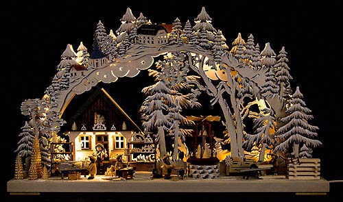 3D Double Arch - Handicrafts from the Ore Mountains with White Frost - 72x43 cm / 28x17 inch