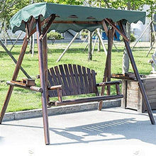 KYTGFH Patio Swing Porch Hang Club Bench Chair,Porch Swing with Stand Outside Furniture Outdoor Solid Wood Swing Rocking Chair,Tarpaulin Roof Adjustable Lever Coffee Table