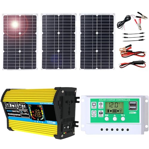JYYEUTVCJ 100W Monocrystalline Solar Panel Kit with Lightweight Inverter for RV, Camping, and Boat(Unique Colour,75W)