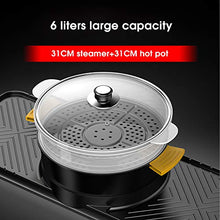 Electric Grill and Hot Pot, Multifunctional BBQ hot Pot Double Pot with 5 Temperature adjustments,Portable Home Electric Barbecue 2 in1 Outdoor Teppanyaki Grill/Shabu Pot,96 * 31cm