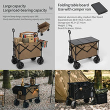 190L Large Capacity Folding Camping Wagon with Folding Table, Garden Cart, Foldable Utility Cart 150KG Max Load, Heavy Duty with Wheels/Handle for Outdoor Sports Beach Picnic,B