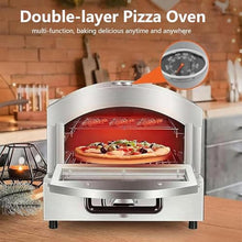Beachtiful Gas Outdoor Pizza Oven and Grill, Includes Stone, Grill Rack, and Built-in Thermometer, Stainless Steel, for Party Outdoor Cooking Commercial/Home