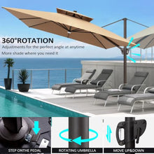OROTLECT 128'' Square Outdoor Cantilever Solar Led Lights Patio Umbrella with Easy-Move Base | One-Person Mobility