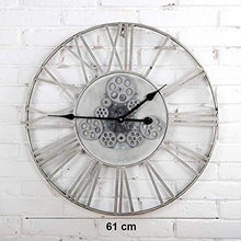 NUHSLF Classic Outdoor Garden Wall Clock, Large Gear Rolling Wall Clock Garden Clocks Outdoor Waterproof Iron Roman Numeral Clock Outside Clock Outdoor Wall Clock Indoor Outdo