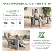 IDEALHOUSE Wicker Outdoor Recliner Reclining Patio Chair with Adjustable Back & Footrest 150° Lay-Flat Reclining with Air Pump Rattan Flip-Up Side Table Outdoor Lounge Chair for Pool Deck Balcony