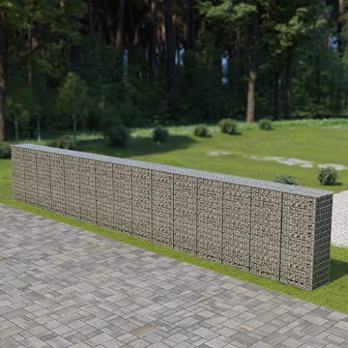 YITHOPI Gabion Wall with Covers Galvanized Steel for Outdoor Garden Edging Cage Walls Panels354 x19.7"x59"-Fast delivedging Cage Wallsed