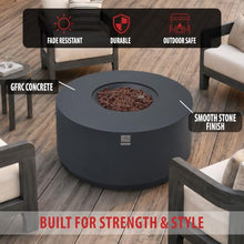 AMS Round Concrete GFRC Propane Gas Fire Pit Table (Dark Gray)