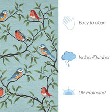 Liora Manne Aqua Ravella Birds on Branches Indoor/Outdoor Rug 8'3" x 11'6" Blue