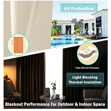 RevLie 2 Panels Outdoor Curtains Waterproof,Thermal Insulated Pergola Curtains Blackout Gazebo Curtains Waterproof Windproof with Drape Eyelet Top and Bottom Beige,197 * 96 inchs（W*H）