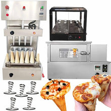 TXMACHINE 4 cone maker machine commercial pizza cone machine Handheld Pizza Making Machines for pizza shop with pizza oven,Display Cabinet (custom cone shape machine+oven+Display Cabinet, 110V/60HZ)