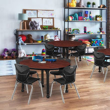 Regency Kee Height Adjustable Mobile Round Classroom Table 36" Cherry