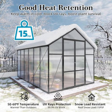 Walk-in Polycarbonate Greenhouse with Aluminum Frame and Double-Door Gate for Growing Flowers, Herbs, Plants, Outdoor Plant Tent with Drainage Gutter System for Backyard, Lawn (8x12FT+Black)