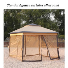 Dexinhdh Outdoor Double Roof Gazebo, Pop Up Folding Canopy Tent with Removable Sheer Curtain, Easy Up Metal Outdoor Shelter, 3 Height Adjustment, for Lawn, Garden(Gray)
