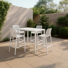 Meridian Furniture 330White Mykonos Collection Modern | Contemporary Outdoor Patio Stool with White Polypropylene Plastic, Weather Resisting, 17.5" W x 21" D x 38" H, White, Set of 4