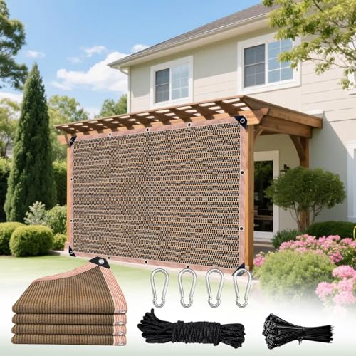 PFGDFSX 90% Sun Shade Cloth with Grommets, 45 x 100 FT Pergola Replacement Shade Cover Canopy Privacy Screen for Outdoor Patio Garden, Mocha