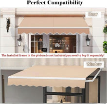Manual Retractable Awning Door Window Awning Shelter Outdoor Canopy Home Deck Canopy with Manual Crank Handle（Frame Included ）