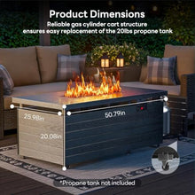 51” Outdoor Propane Fire Pit Table, 50000 BTU 4-in-1 Gas Fire Pits, Gray