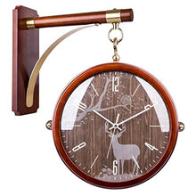 ERTTGWGF Home use Vintage Wooden Double Sided Bracket Mounted Silent Outdoor Indoor Station Clock for Garden Home White Clock Dial