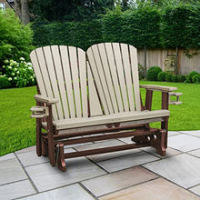 American Furniture Classics Dual Fan Back Glider Weatherwood and Tudor Brown