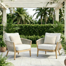 OTSUN Outdoor Patio Chairs Set of 2, Aluminum Frame with Finish Woven Rope Armchairs Weather Resistant Outdoor Furniture Chairs for Lawn Backyard Porch
