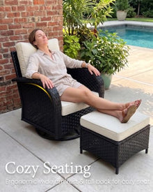 LayinSun 10 Pieces Outdoor Patio Furniture Set with Fire Pit Table