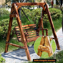2-Person Wooden Porch Swing with Canopy & Stand, Heavy-Duty Outdoor Patio Swing Bench, Weather-Resistant Hanging Chair, for Backyard/Garden/Rooftop(A)