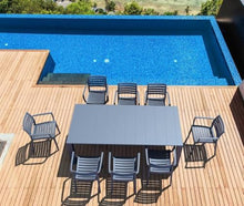 Compamia Vegas 86" Extendable Patio Dining Table in Black, Commercial Grade