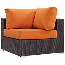 Modern Contemporary Urban Design Outdoor Patio Balcony Seven PCS Sectional Sofa Set, Orange, Rattan