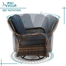 PHI VILLA Oversized Outdoor Swivel Rocker Chairs Set 3 Piece Navy Blue