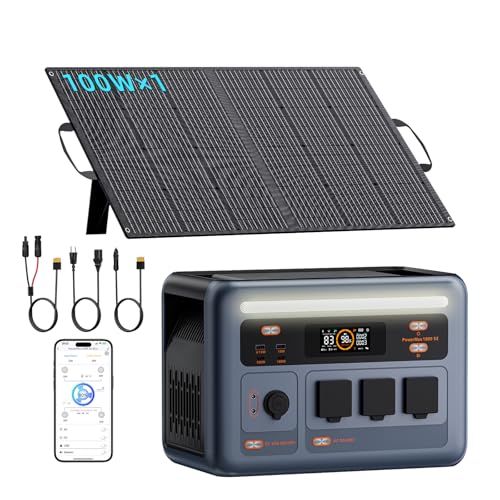 PowerMax 1800SE Solar Generator with 100W Panel, 1024Wh LiFePO4 Battery